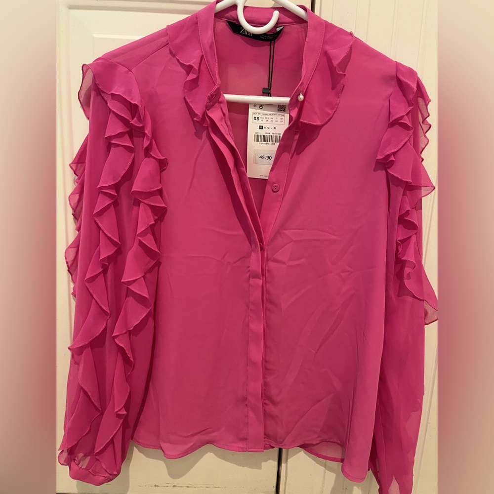 Zara Pink Ruffled Women's Top
